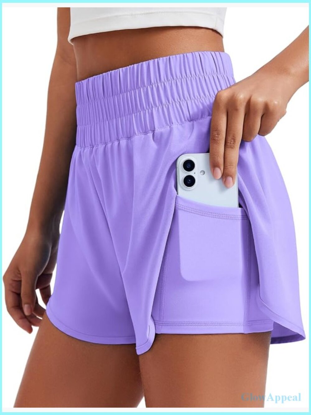 2 in 1 Running Shorts High-Split High Waisted 3" Liner Workout Gym Shorts with